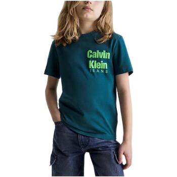 textil Dreng T-shirts m. korte ærmer Calvin Klein Jeans  Grøn