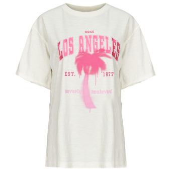 textil Dame T-shirts m. korte ærmer BOSS C_Eband Hvid / Pink