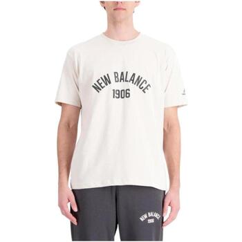 textil Herre T-shirts m. korte ærmer New Balance  Beige