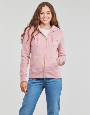 textil Dame Sweatshirts Superdry ESSENTIAL LOGO ZIP HOODIE Pink