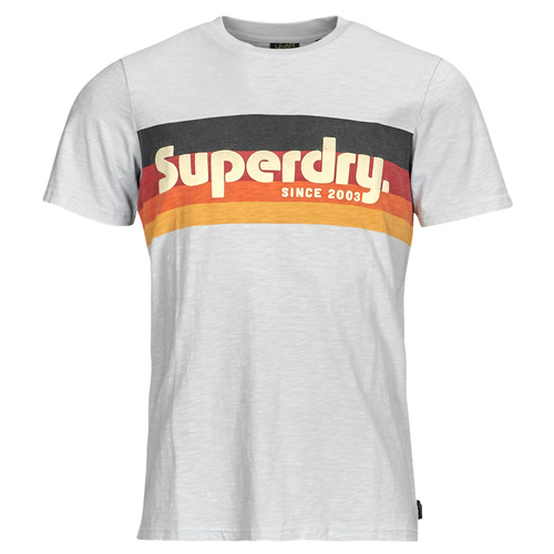 textil Herre T-shirts m. korte ærmer Superdry CALI STRIPED LOGO T SHIRT Hvid