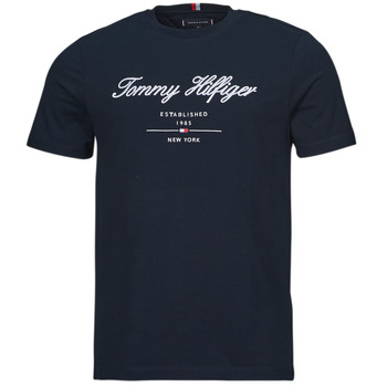 textil Herre T-shirts m. korte ærmer Tommy Hilfiger SCRIPT LOGO TEE Marineblå