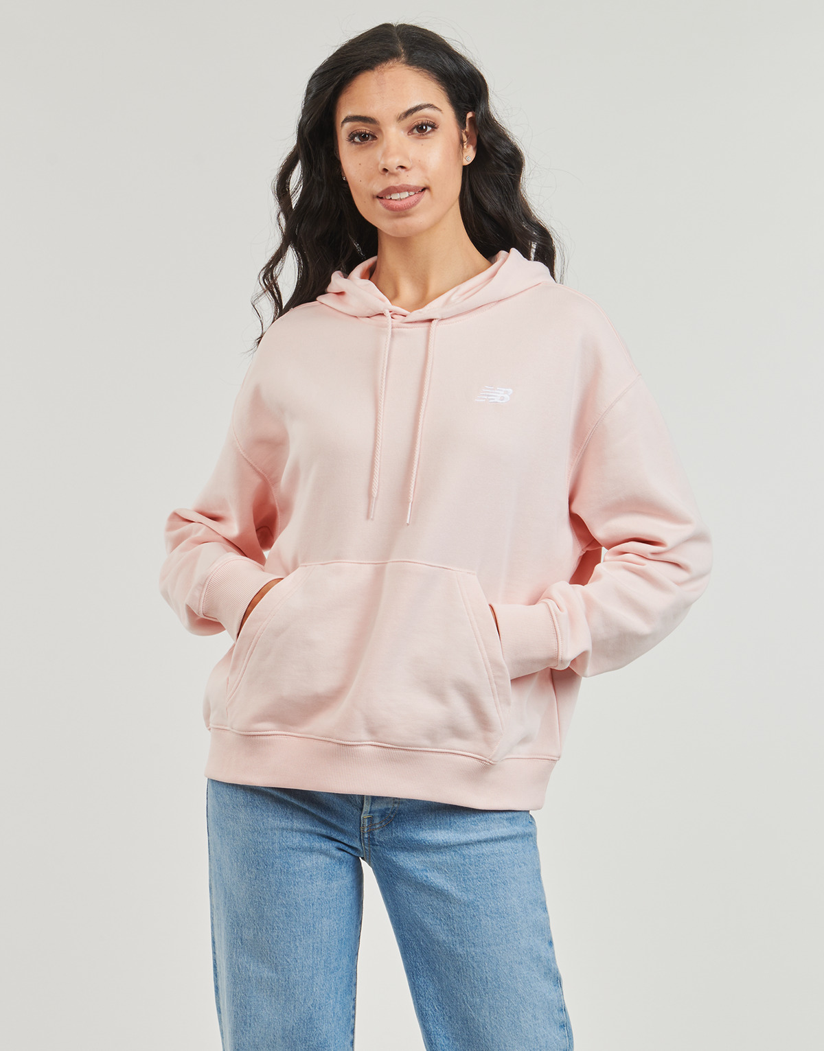 textil Dame Sweatshirts New Balance FRENCH TERRY SMALL LOGO HOODIE Pink
