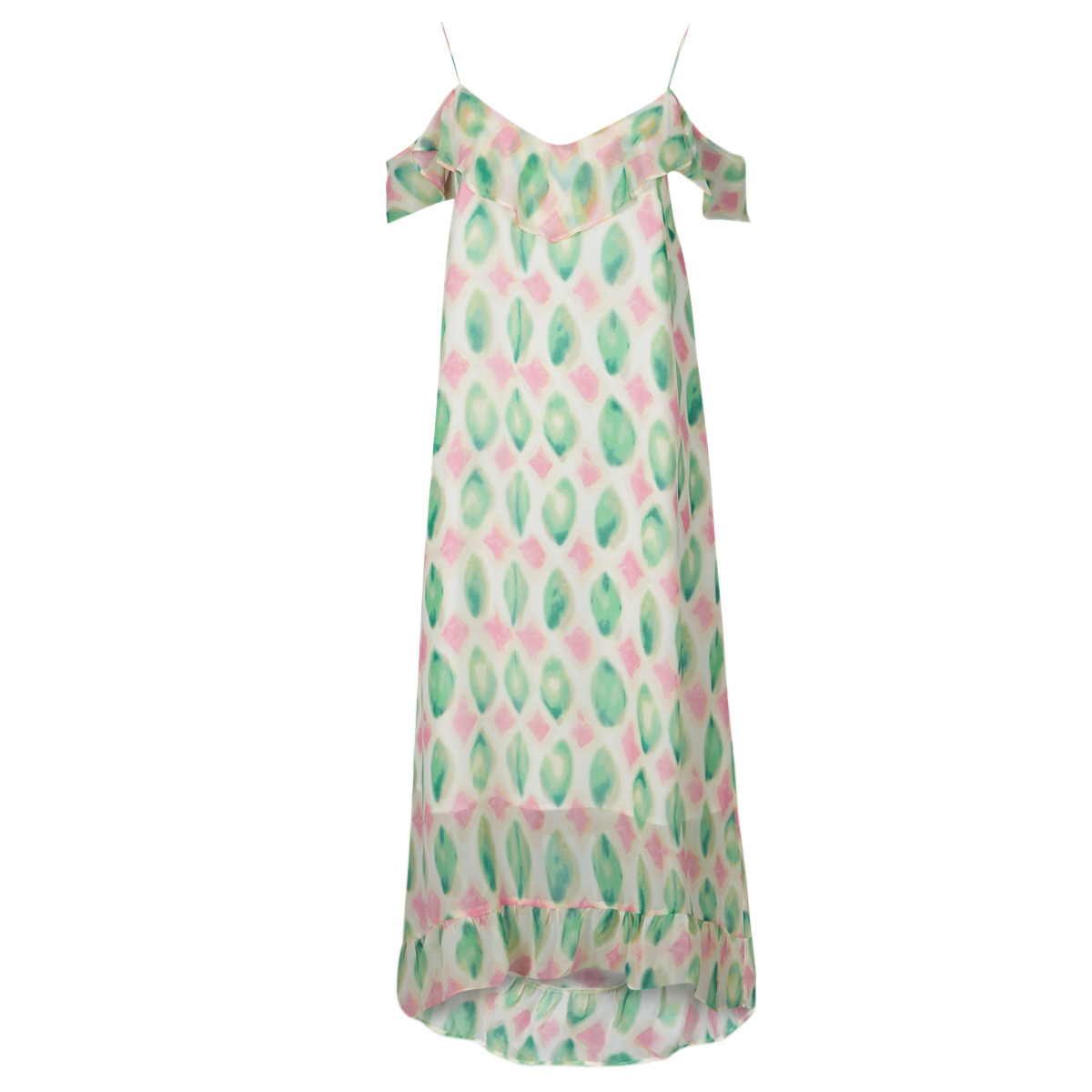 textil Dame Lange kjoler Les Petites Bombes ISMAELLA Pink / Grøn / Hvid