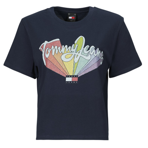 textil Dame T-shirts m. korte ærmer Tommy Jeans TJW BXY RAINBOW FLAG TEE Marineblå
