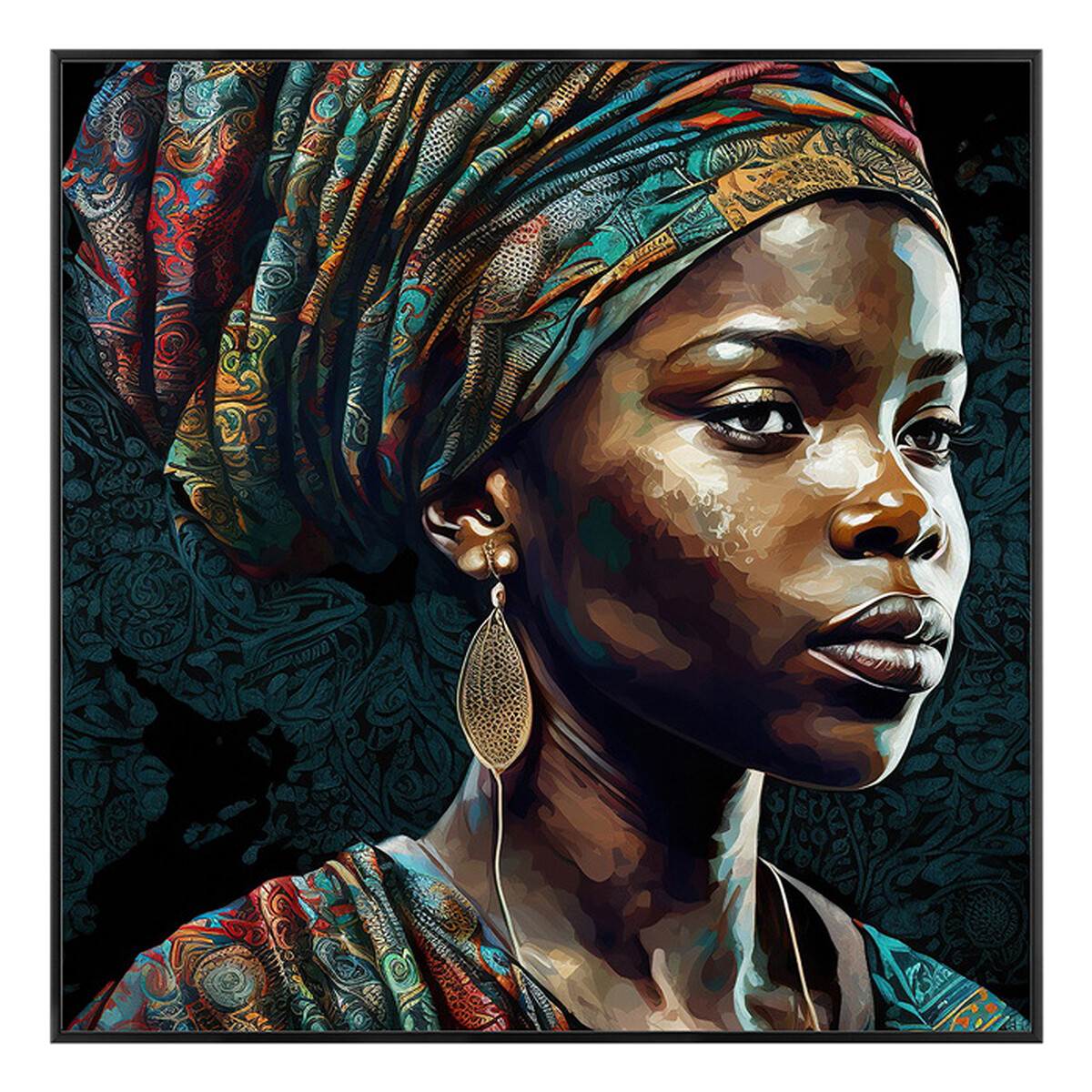 Indretning Malerier og lærreder Signes Grimalt Afrikansk Kvinde Maleri Sort