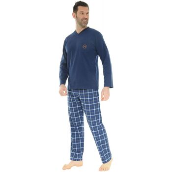 textil Herre Pyjamas / Natskjorte Christian Cane PYJAMA LONG COL V BLEU DORIAN Blå