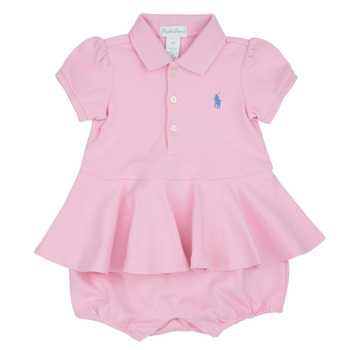 textil Pige Korte kjoler Polo Ralph Lauren SS PEPLUM BU-ONE PIECE-SHORTALL Pink / Have / Pink / Støv / Blå