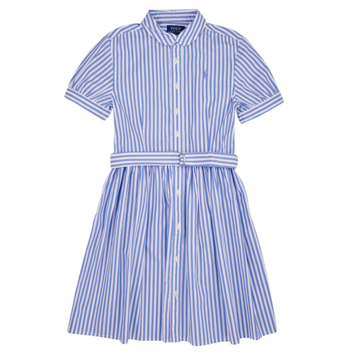 textil Pige Korte kjoler Polo Ralph Lauren FAHARLIDRSS-DRESSES-DAY DRESS Blå / Hvid