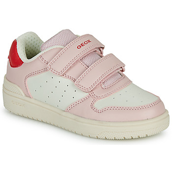 Sko Pige Lave sneakers Geox J WASHIBA GIRL Pink / Hvid