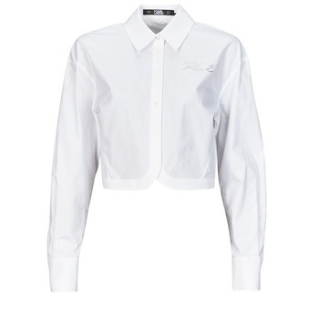 Karl Lagerfeld crop poplin shirt Hvid