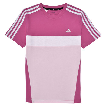 textil Pige T-shirts m. korte ærmer Adidas Sportswear J 3S TIB T Pink / Hvid