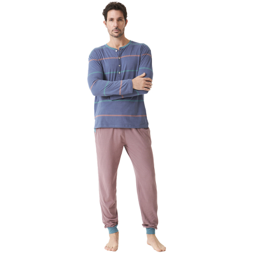 textil Herre Pyjamas / Natskjorte J&j Brothers JJBDP5500 Blå