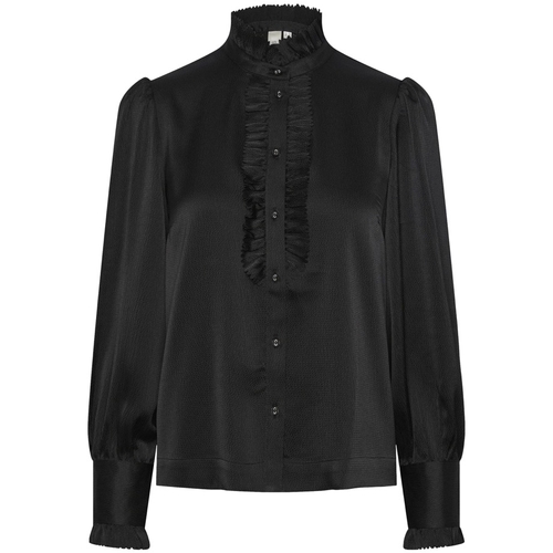 textil Dame Toppe / Bluser Y.a.s YAS Frilla Shirt L/S - Black Sort