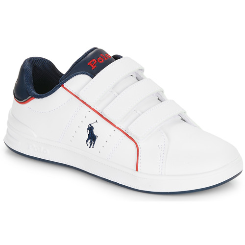 Sko Børn Lave sneakers Polo Ralph Lauren HERITAGE COURT III EZ Hvid / Marineblå / Rød