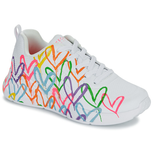 Sko Dame Lave sneakers Skechers UNO LITE GOLDCROWN - HEART OF HEARTS Hvid / Flerfarvet