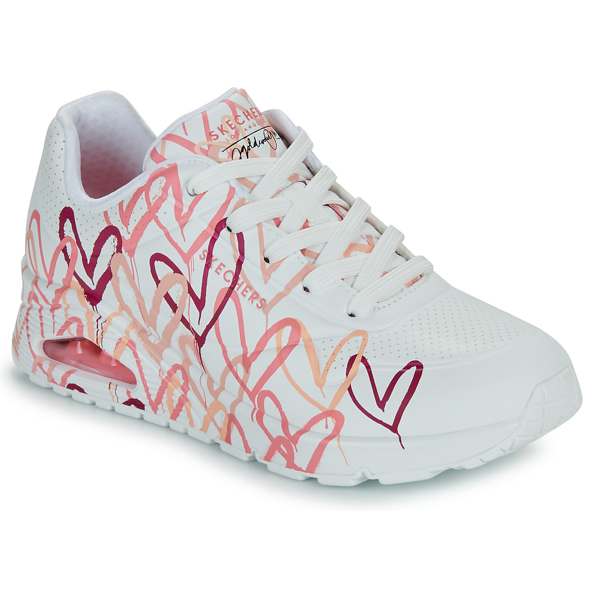 Sko Dame Lave sneakers Skechers UNO GOLDCROWN - SPREAD THE LOVE Hvid / Rød