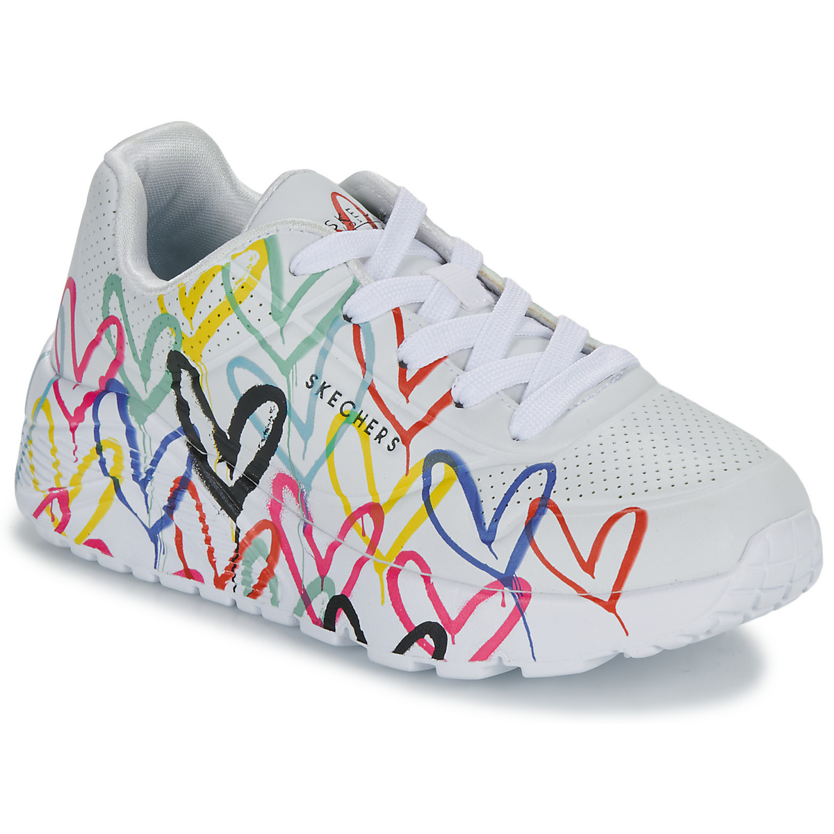 Sko Pige Lave sneakers Skechers UNO LITE - GOLDCROWN SPREAD THE LOVE Hvid / Flerfarvet