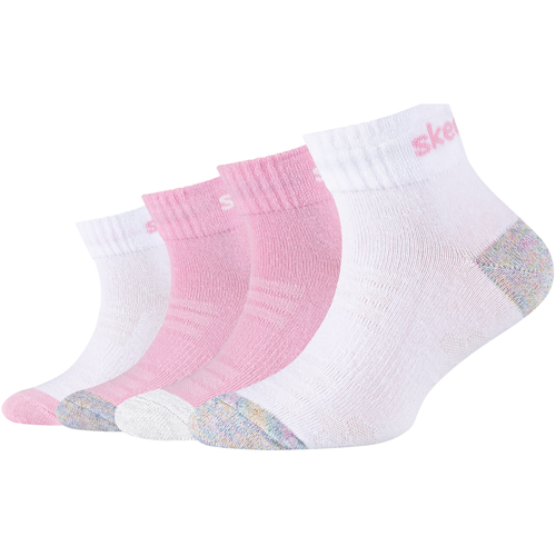 Undertøj Pige Sportsstrømper Skechers 4PPK Girls Mesh Ventilation Quarter Socks Pink