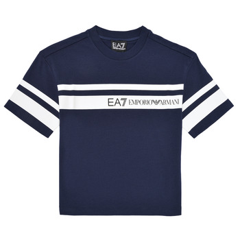 textil Dreng T-shirts m. korte ærmer Emporio Armani EA7 TSHIRT 3DBT58 Marineblå / Hvid