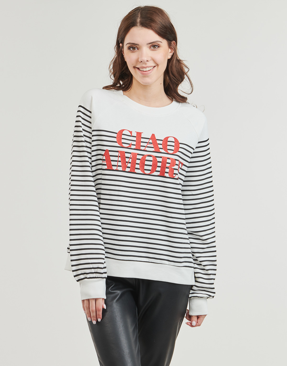 textil Dame Sweatshirts Only ONLDREW  Hvid / Sort