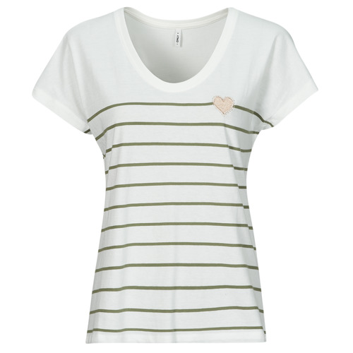 textil Dame T-shirts m. korte ærmer Only ONLEMILY Beige / Grøn