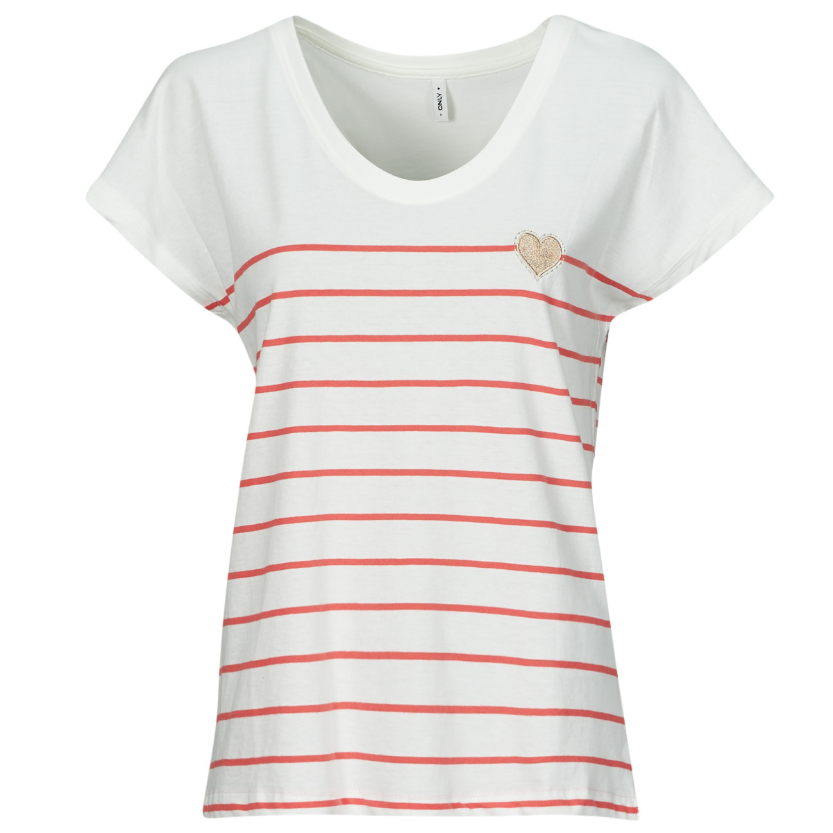 textil Dame T-shirts m. korte ærmer Only ONLEMILY Beige / Rød
