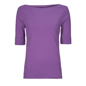 textil Dame T-shirts m. korte ærmer Lauren Ralph Lauren JUDY-ELBOW SLEEVE-KNIT Violet