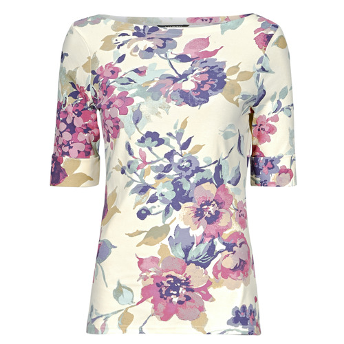 textil Dame T-shirts m. korte ærmer Lauren Ralph Lauren JUDY-MID SLEEVE-T-SHIRT Flerfarvet