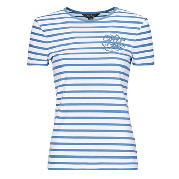 textil Dame T-shirts m. korte ærmer Lauren Ralph Lauren ALLI-SHORT SLEEVE-T-SHIRT Hvid / Blå