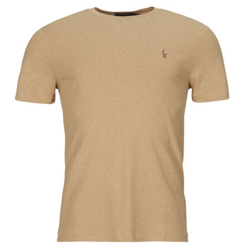 textil Herre T-shirts m. korte ærmer Polo Ralph Lauren T-SHIRT AJUSTE COL ROND EN PIMA COTON Beige