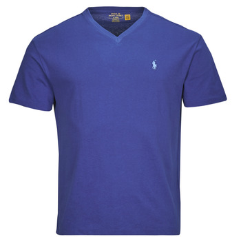 textil Herre T-shirts m. korte ærmer Polo Ralph Lauren T-SHIRT AJUSTE COL V EN COTON Blå