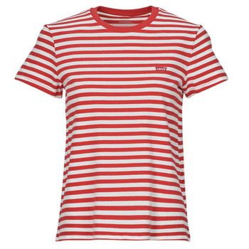 textil Dame T-shirts m. korte ærmer Levi's PERFECT TEE Sandy / Stribet / Rød