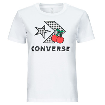 textil Dame T-shirts m. korte ærmer Converse CHERRY STAR CHEVRON INFILL TEE WHITE Hvid