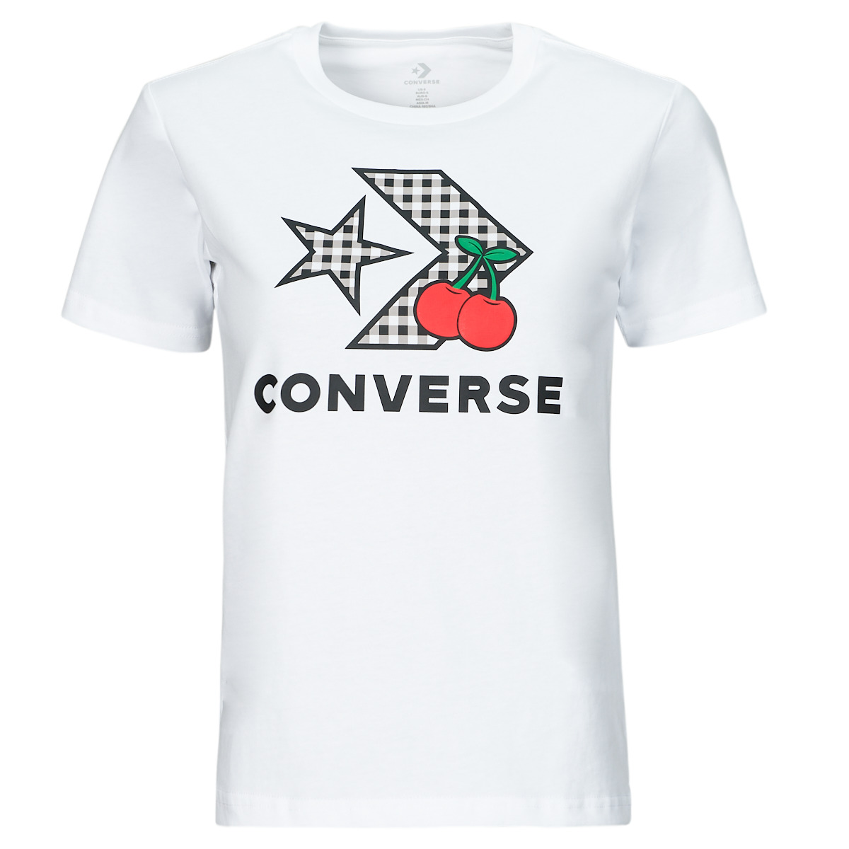 textil Dame T-shirts m. korte ærmer Converse CHERRY STAR CHEVRON INFILL TEE WHITE Hvid