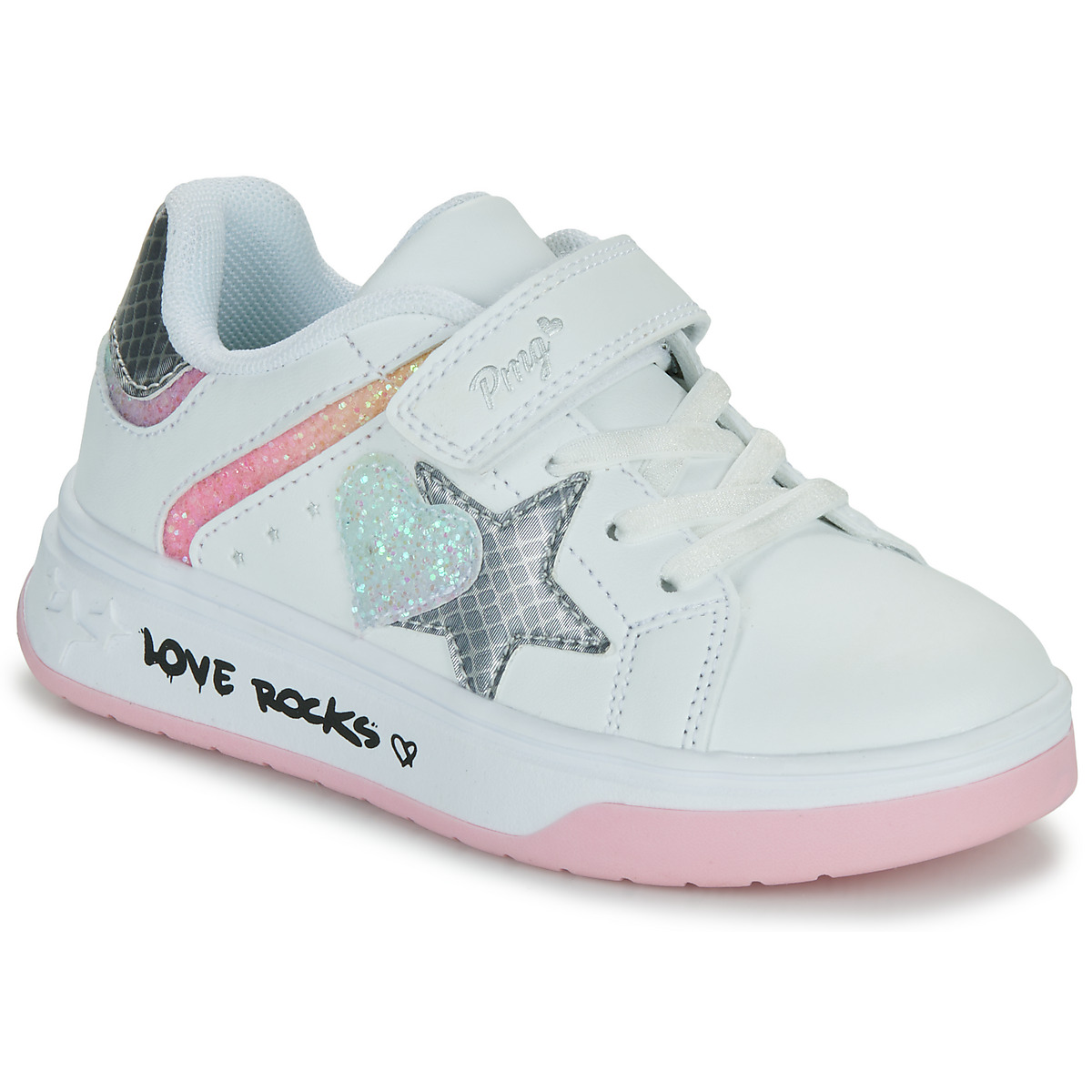 Sko Pige Lave sneakers Primigi B&G GLAM Hvid / Pink / Sølv