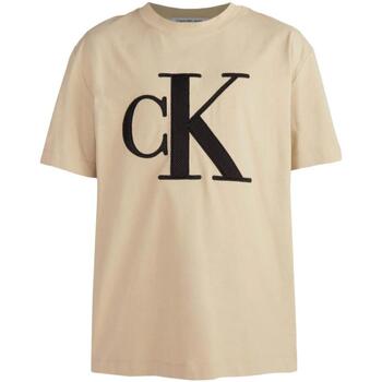 textil Herre T-shirts m. korte ærmer Calvin Klein Jeans  Beige