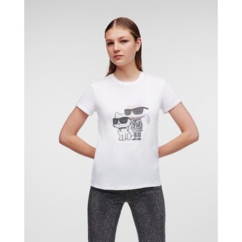textil Dame T-shirts & poloer Karl Lagerfeld 230W1772 IKONIK 2 0 Hvid