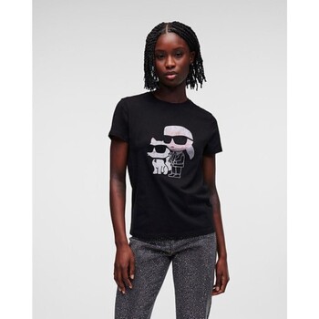 textil Dame T-shirts & poloer Karl Lagerfeld 230W1772 IKONIK 2 0 Sort