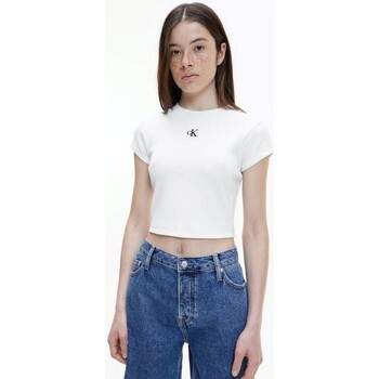 textil Dame T-shirts m. korte ærmer Calvin Klein Jeans J20J218337 Hvid
