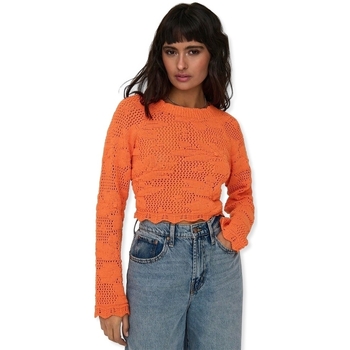 textil Dame Pullovere Only Cille Life Knit L/S - Tangerine Orange