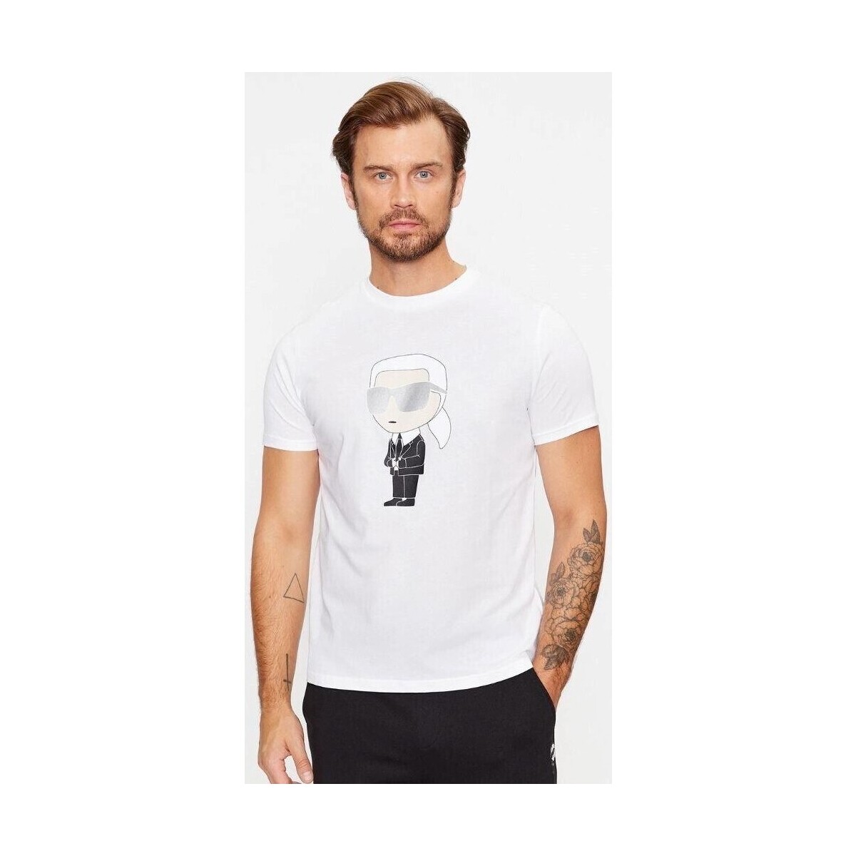 textil Herre T-shirts m. korte ærmer Karl Lagerfeld 500251 755071 Hvid