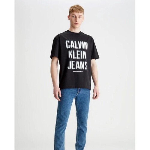 textil Herre T-shirts m. korte ærmer Calvin Klein Jeans J30J324648BEH Sort