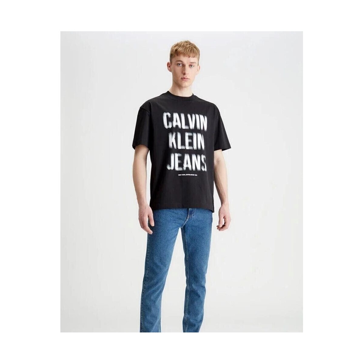 textil Herre T-shirts m. korte ærmer Calvin Klein Jeans J30J324648BEH Sort
