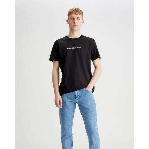 textil Herre T-shirts m. korte ærmer Calvin Klein Jeans J30J324646BEH Sort
