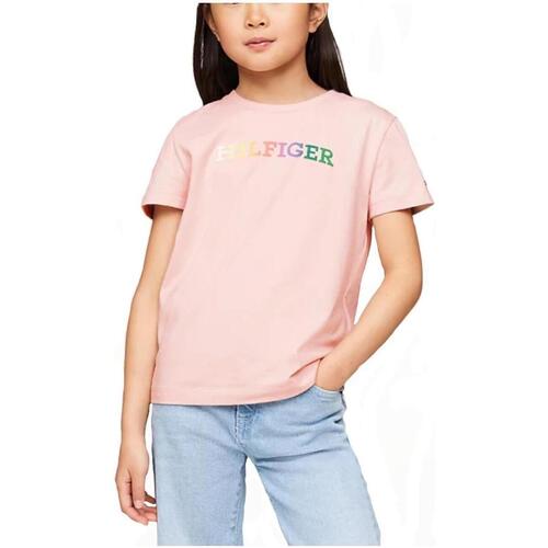 textil Pige T-shirts m. korte ærmer Tommy Hilfiger  Pink