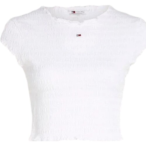 textil Dame T-shirts m. korte ærmer Tommy Jeans CAMISETA ESSENTIAL  CON FRUNCIDO   DW0DW17888 Hvid