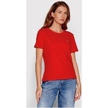textil Dame T-shirts & poloer Tommy Jeans DW0DW14616 Rød
