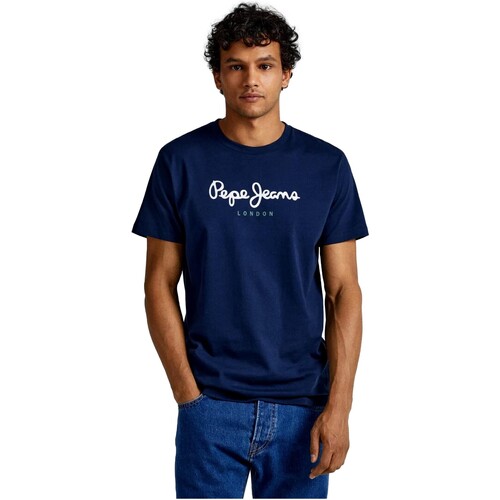 textil Herre T-shirts m. korte ærmer Pepe jeans CAMISETA MANGA CORTA   PM508208 Blå