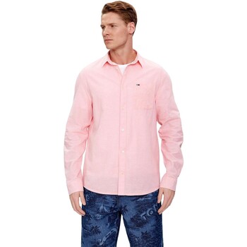 textil Herre Skjorter m. lange ærmer Tommy Jeans CAMISA LINO HOMBRE BLEND   DM0DM18962 Pink